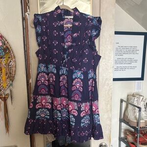 Caroline Constas Navy and Pink Mini Dress